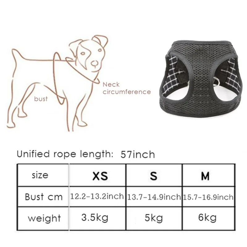 Pet Dog Escape Proof Breathable Harness Leash Set