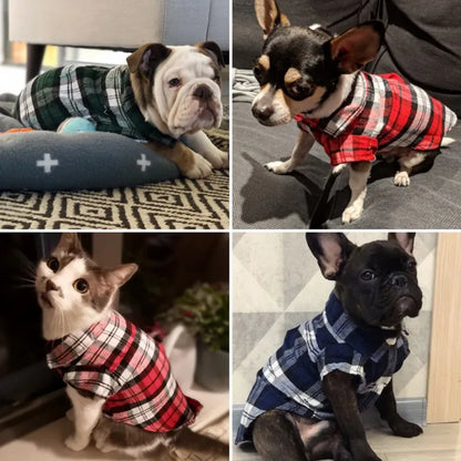 Summer Pet Dog Fashion British Style Plaid Clothes