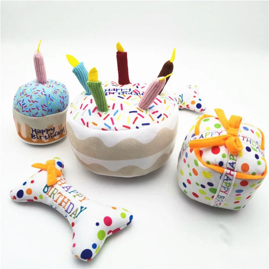 Pet Dog Cute Birthday Cake Squeaky Toys