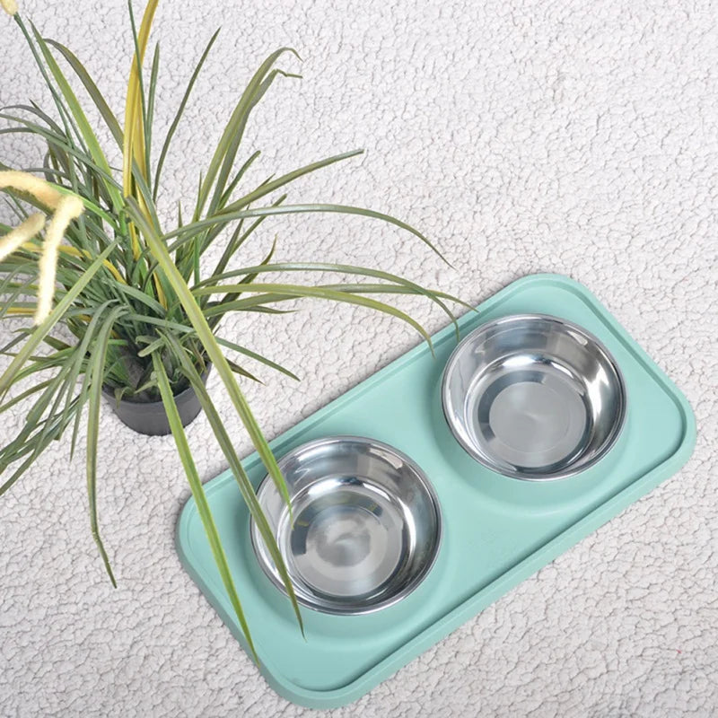 Anti-skidding Pet Dog Double Bowl