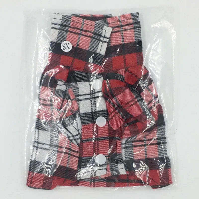 Summer Pet Dog Fashion British Style Plaid Clothes