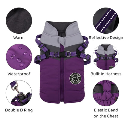 Winter Warm Pet Dog Clothes With Harness