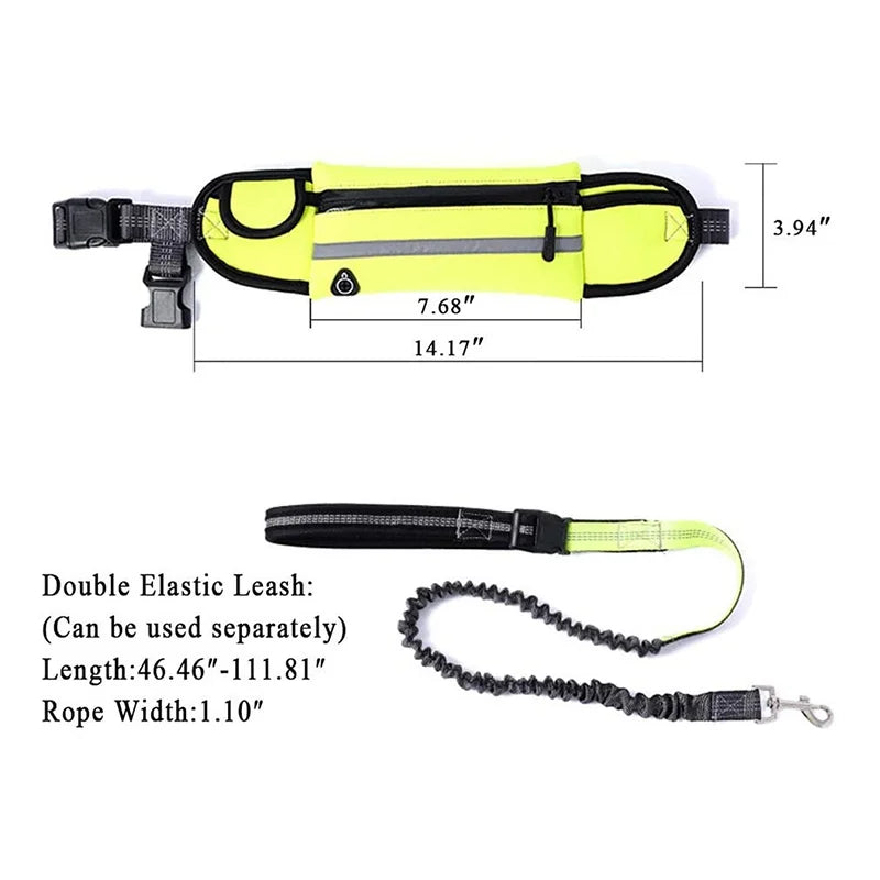 Pet Dog Elastic Belt Leash with Waist Bag