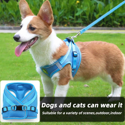 Pet Dog Mesh Harness Vest and Leash Set