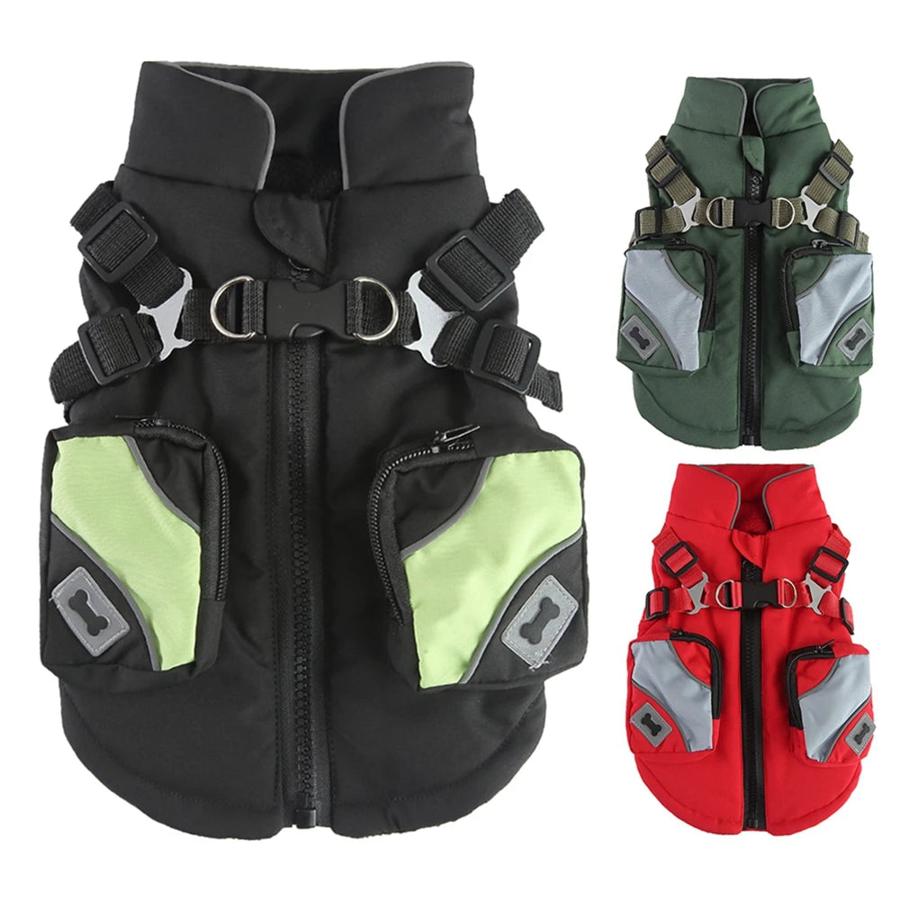 Waterproof Pet Dog Jacket With Harness