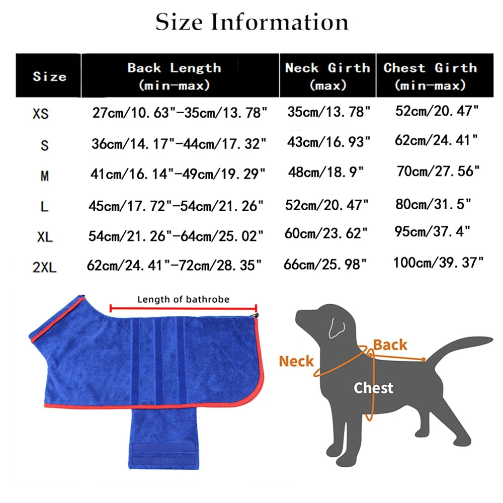 Pet Dog Microfiber Bathrobe Towel