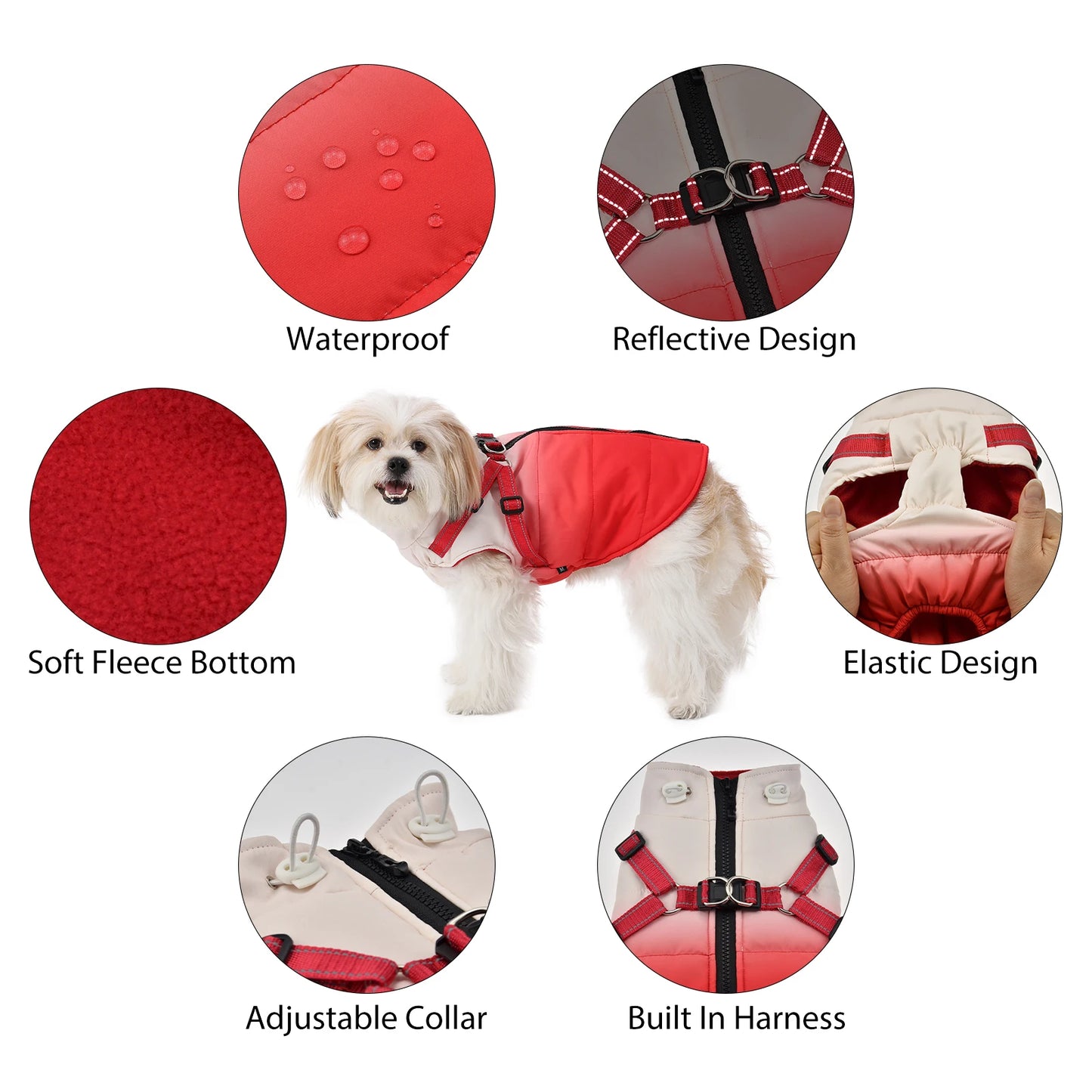 Waterproof Pet Dog Jacket With Harness