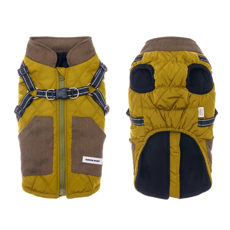 Waterproof Winter Warm Pet Dog Jacket With Harness