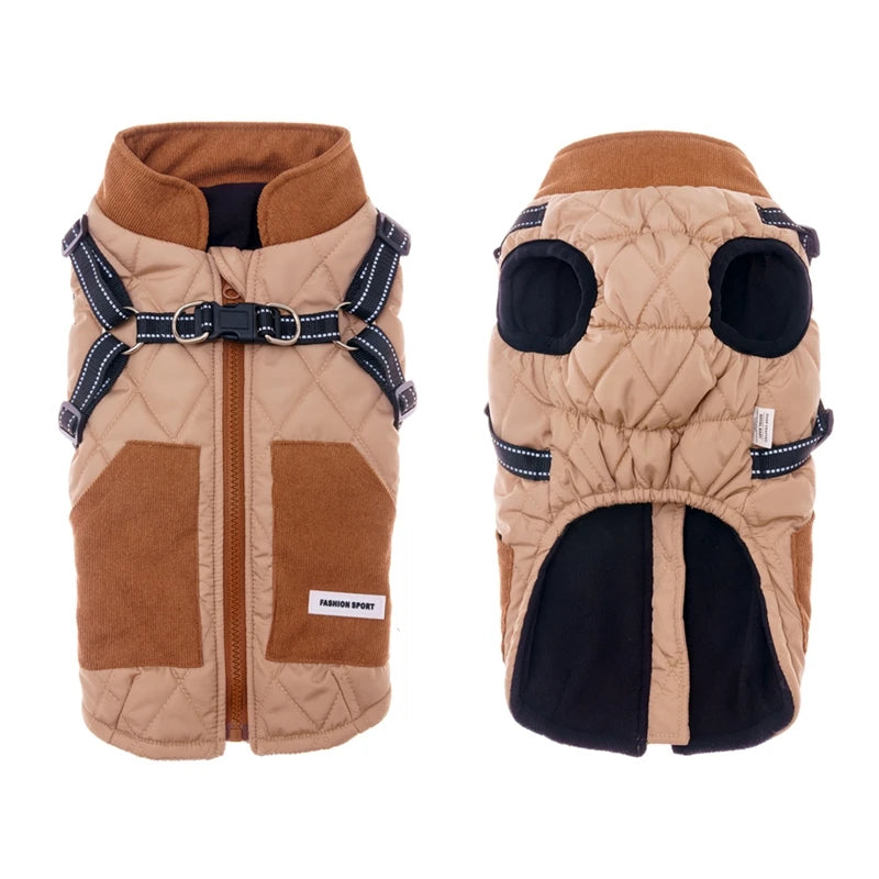 Waterproof Winter Warm Pet Dog Jacket With Harness